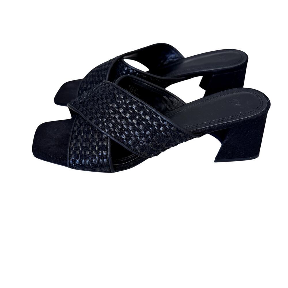 Worn Once! Knot Slip On Slides Sandals Block Heels Black Size 39 - Picture 2 of 5